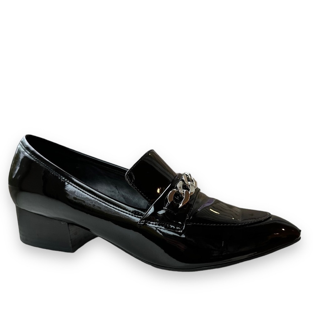 Marc Fisher Flecker Black Patent Chain Link Pointed Toe Loafers | 8.5 - Picture 9 of 16